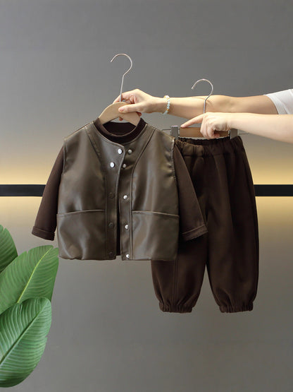 Set Tre Pezzi "Black & Brown" con Fodera Integrale in Cotone