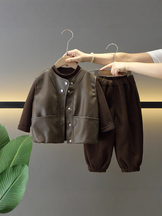 Set Tre Pezzi "Black & Brown" con Fodera Integrale in Cotone