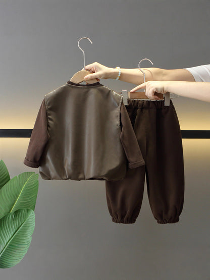 Set Tre Pezzi "Black & Brown" con Fodera Integrale in Cotone
