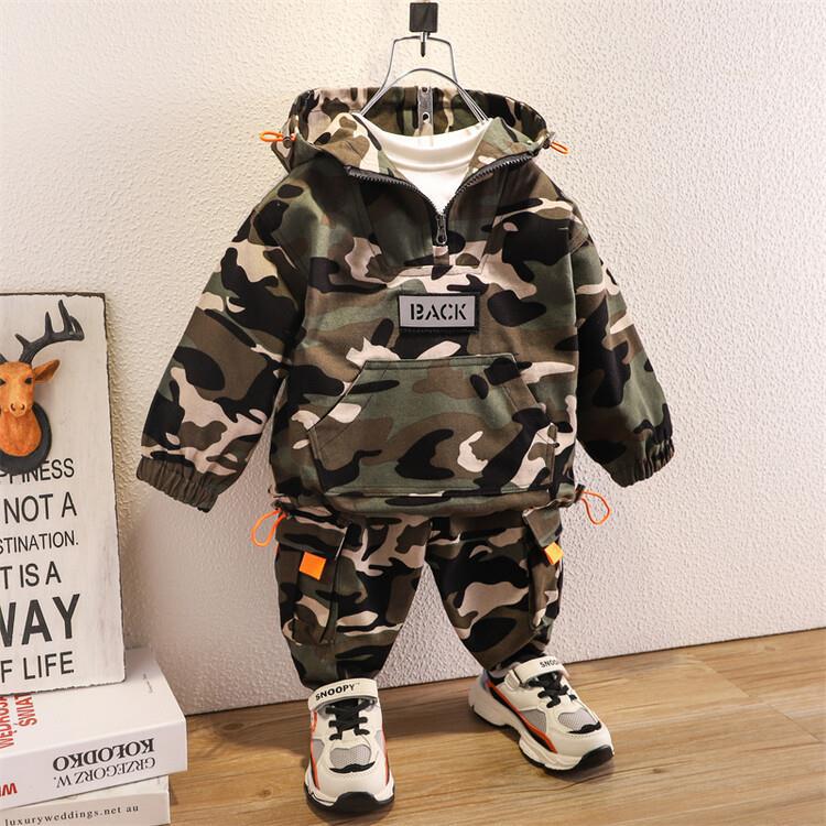 Set Coordinato in Cotone "Military-Green" con Cappuccio Integrato