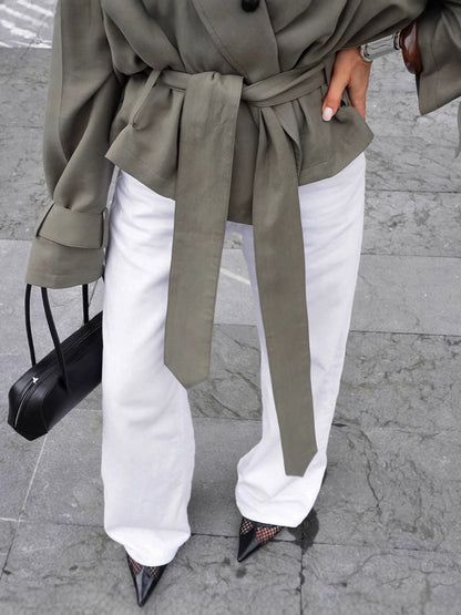 Trench Coat Leggero con Maniche Raglan e Cintura in Vita