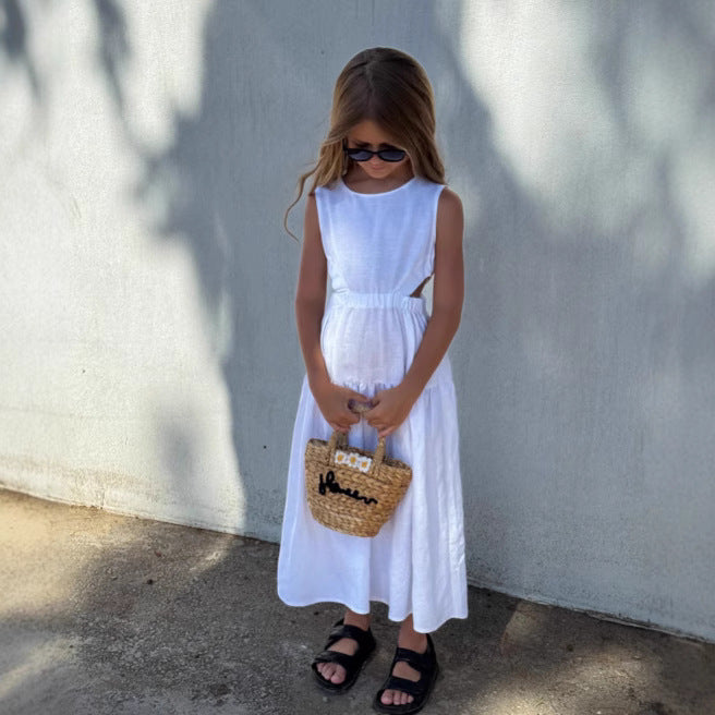 Abito a Trapezio in Misto Lino e Cotone con Taglio British Style