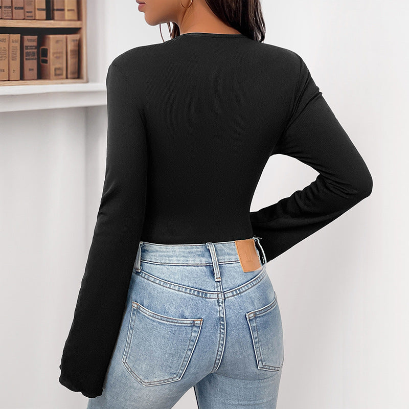 Jumpsuit Aderente in Tessuto a Costine con Dettagli Tridimensionali