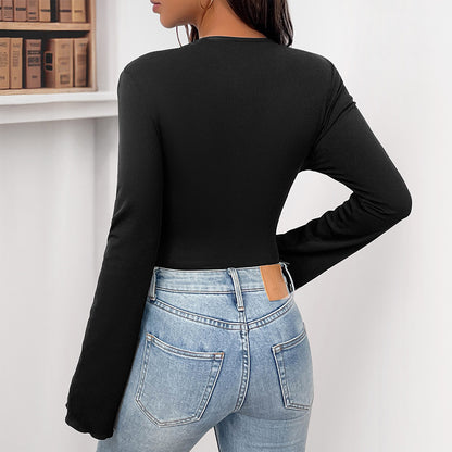Jumpsuit Aderente in Tessuto a Costine con Dettagli Tridimensionali