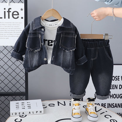 Completo Sartoriale in Tessuto Cowboy con Giacca Monopetto e Pantaloni Coordinati