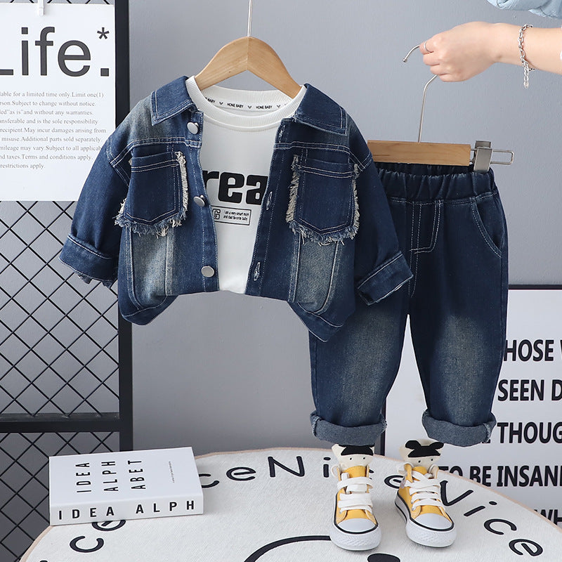 Completo Sartoriale in Tessuto Cowboy con Giacca Monopetto e Pantaloni Coordinati