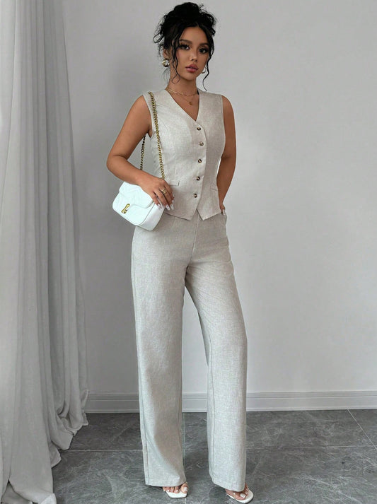 Completo Coordinato Elegante con Maglia a Maniche Lunghe e Pantaloni Sartoriali