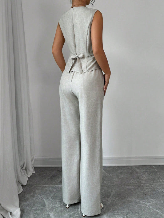 Completo Coordinato Elegante con Maglia a Maniche Lunghe e Pantaloni Sartoriali