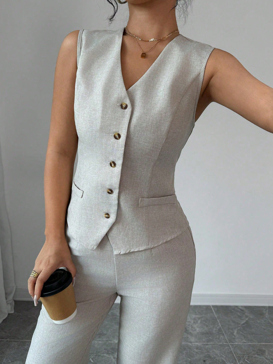 Completo Coordinato Elegante con Maglia a Maniche Lunghe e Pantaloni Sartoriali