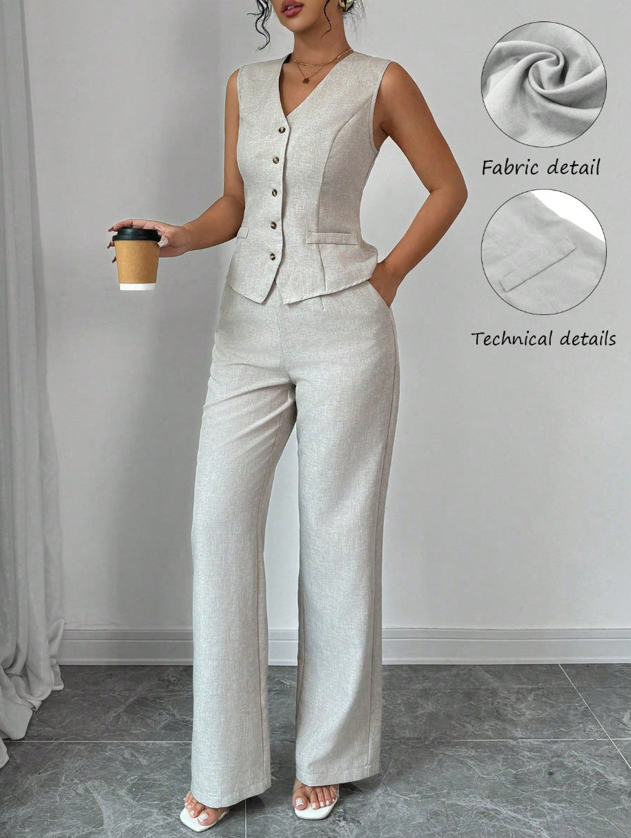 Completo Coordinato Elegante con Maglia a Maniche Lunghe e Pantaloni Sartoriali