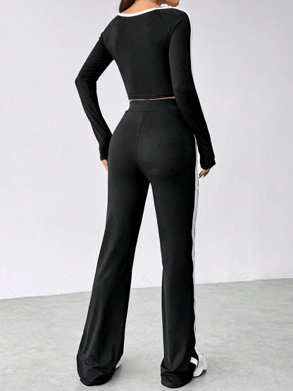 Coordinato Long Sleeve con Trousers in Tech-Fabric a Contrasto Cromatico