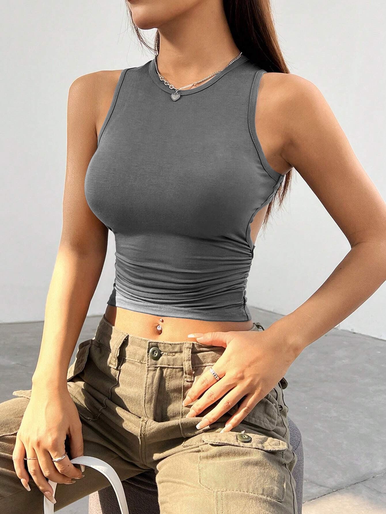 Top Strapless Slim Fit con Dettagli Hollow e Texture "High Bomb"