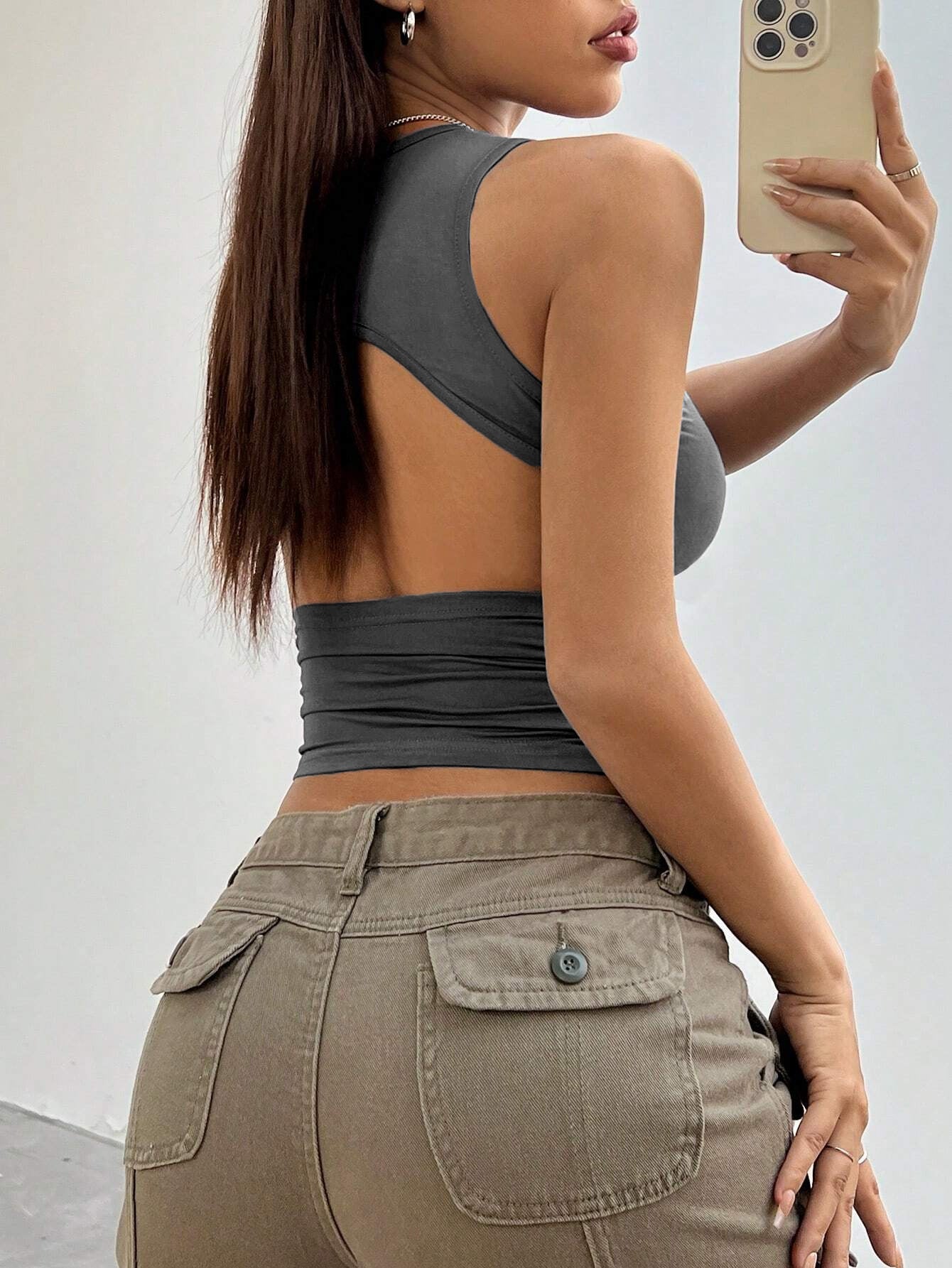 Top Strapless Slim Fit con Dettagli Hollow e Texture 