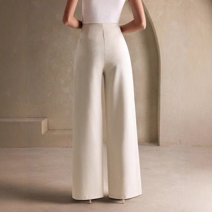 Pantaloni Wide-Leg "Fake Two Pieces" con Dettagli 3D e Taglio High-Waisted