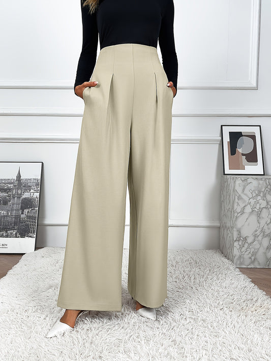 Pantaloni Wide-Leg Drapery a Vita Alta con Taglio "Elegant Commuting"
