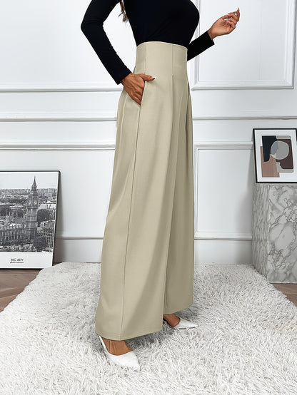 Pantaloni Wide-Leg Drapery a Vita Alta con Taglio "Elegant Commuting"