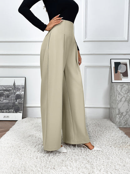 Pantaloni Wide-Leg Drapery a Vita Alta con Taglio "Elegant Commuting"