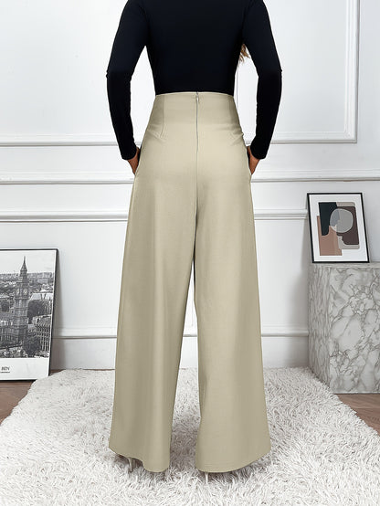 Pantaloni Wide-Leg Drapery a Vita Alta con Taglio "Elegant Commuting"
