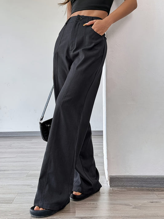 Pantaloni Straight-Leg High-Waist con Taglio "Classy Slimming Look" e Finitura No-Iron