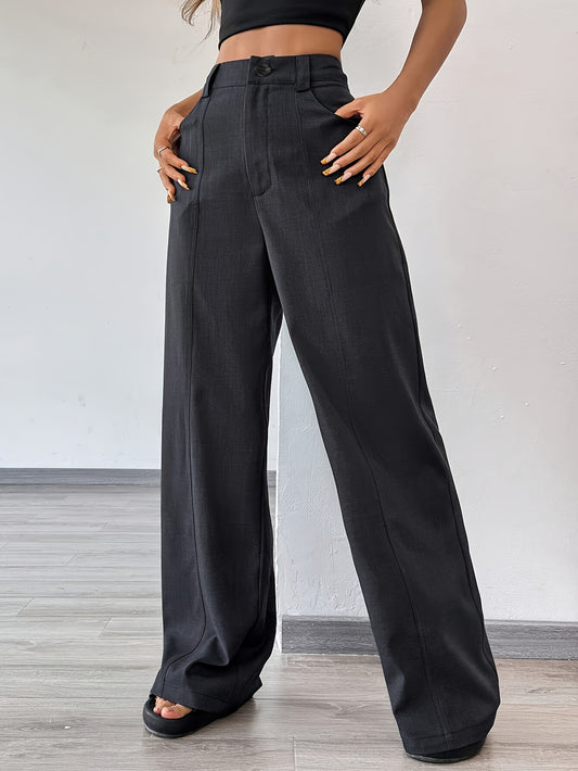 Pantaloni Straight-Leg High-Waist con Taglio "Classy Slimming Look" e Finitura No-Iron