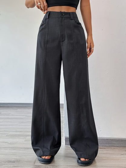 Pantaloni Straight-Leg High-Waist con Taglio "Classy Slimming Look" e Finitura No-Iron