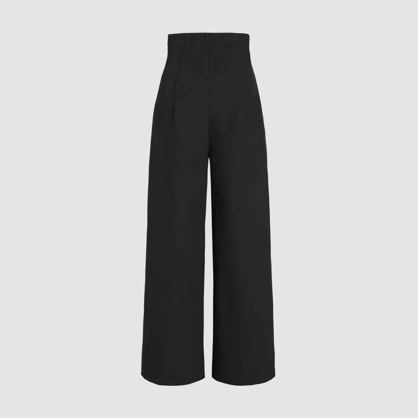 Pantaloni Wide-Leg Suit a Vita Alta con Taglio "Elegant Commute" e Finitura High-Tech