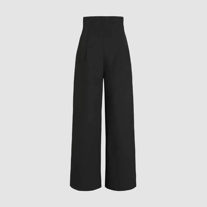 Pantaloni Wide-Leg Suit a Vita Alta con Taglio "Elegant Commute" e Finitura High-Tech