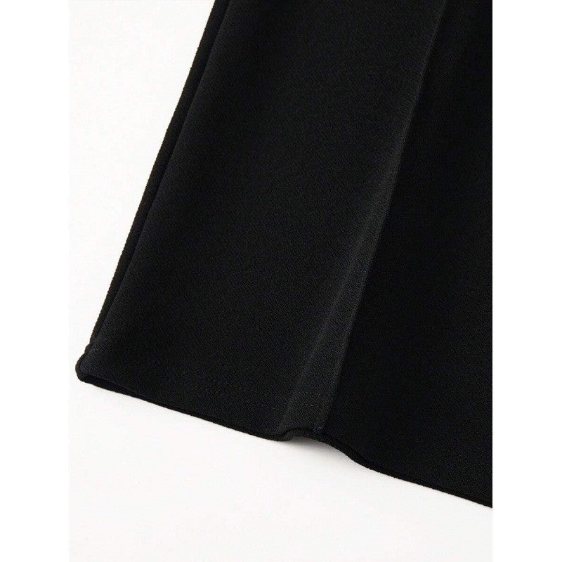 Pantaloni Wide-Leg Suit a Vita Alta con Taglio "Elegant Commute" e Finitura High-Tech