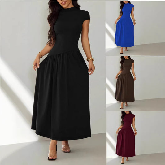 Abito Long Skirt "Slim Fit" in Maglia con Elastic Waistband e Scollo Crew Neck