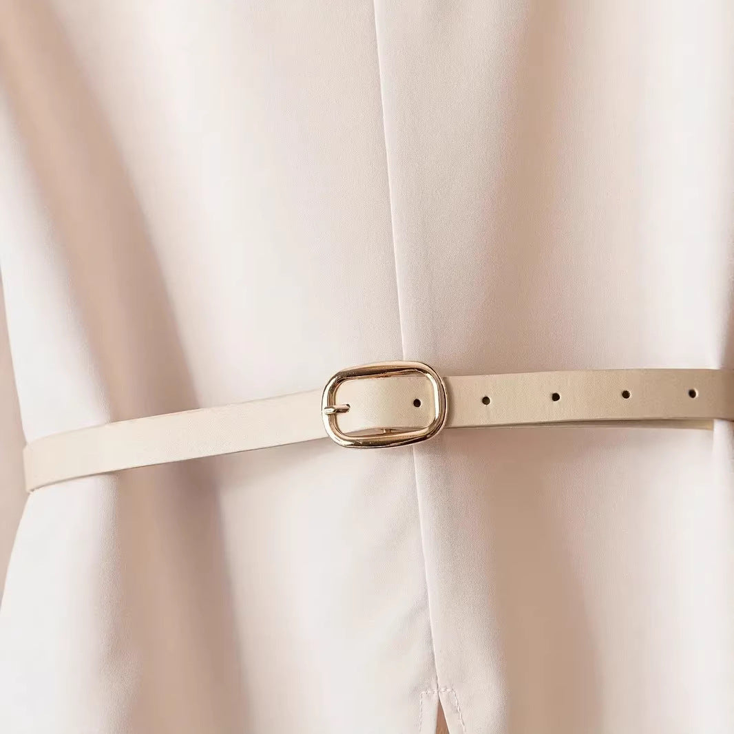Completo Top Set "Slimming" con Dettaglio Belt e Texture Woven