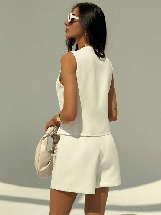 Bodysuit "Perfect-Tuck" a Maniche Lunghe con Colletto Classico e Chiusura a Bottoni