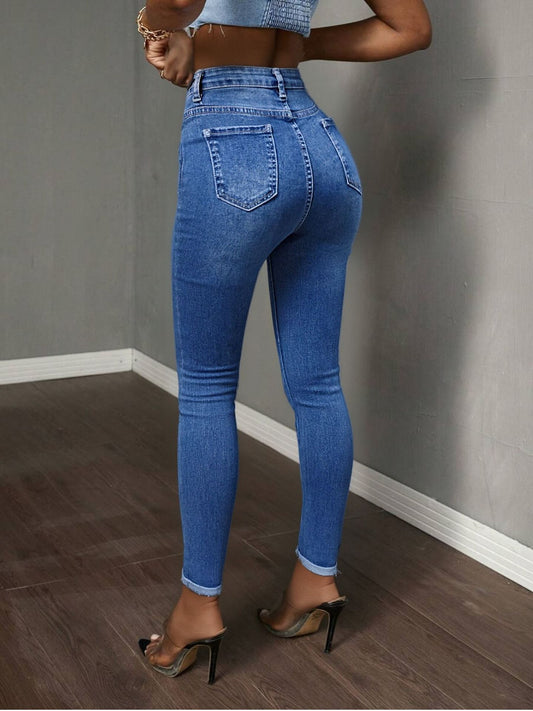 Jeans Skinny "Retro-Fresh" in Denim Cotton con Lavaggio Water Wash