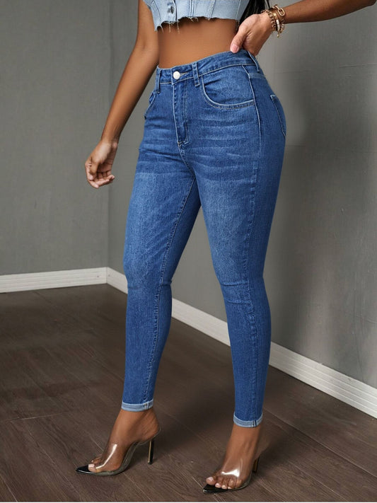 Jeans Skinny "Retro-Fresh" in Denim Cotton con Lavaggio Water Wash