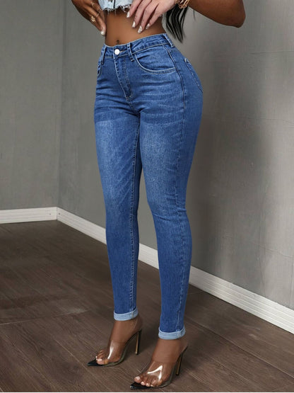 Jeans Skinny "Retro-Fresh" in Denim Cotton con Lavaggio Water Wash