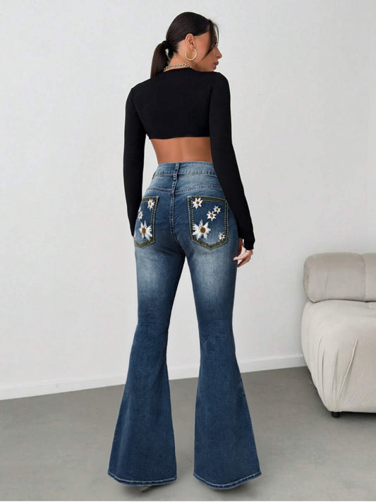Jeans Micro-Flare "Retro-Street" in Denim Cotton con Lavaggio Water Wash