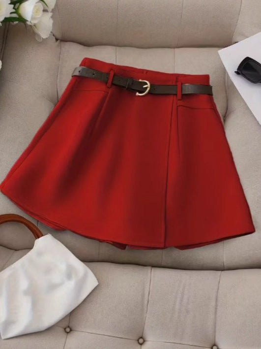 Pantaloni "A-Style" con Cintura Integrata e Taglio Five-Quarter in Trama Woven