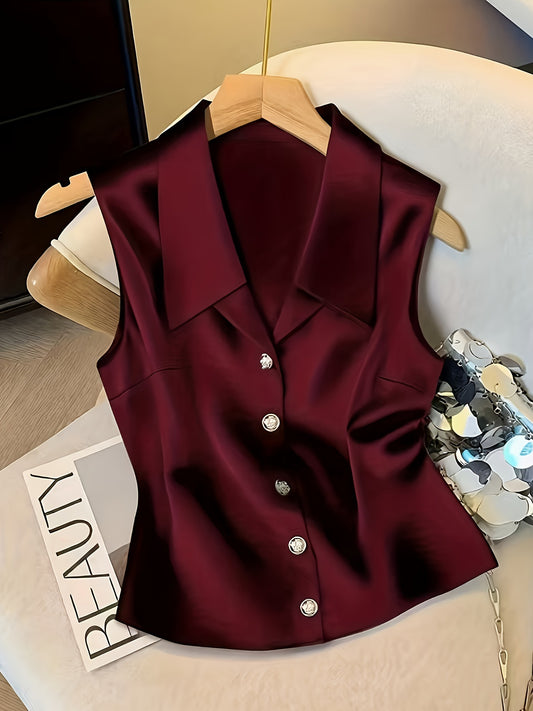 Top "Elegant Commuting" Strapless con Dettagli Button e Silhouette Slim-Fit