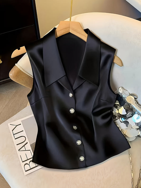 Top "Elegant Commuting" Strapless con Dettagli Button e Silhouette Slim-Fit