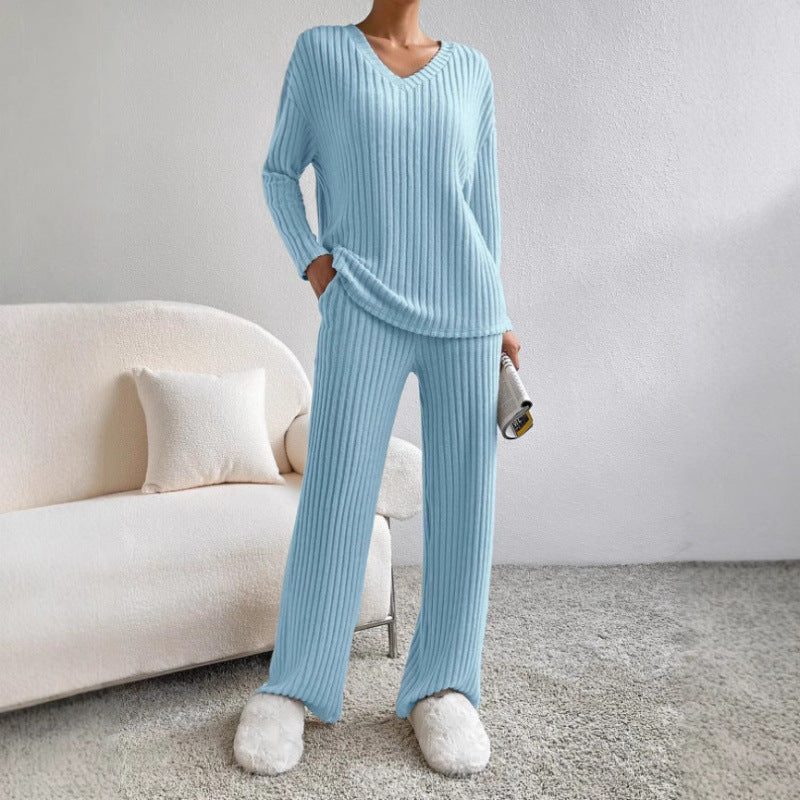 Trousers Suit "Knitted Comfort" con Texture Embossed e Silhouette Long-Sleeve