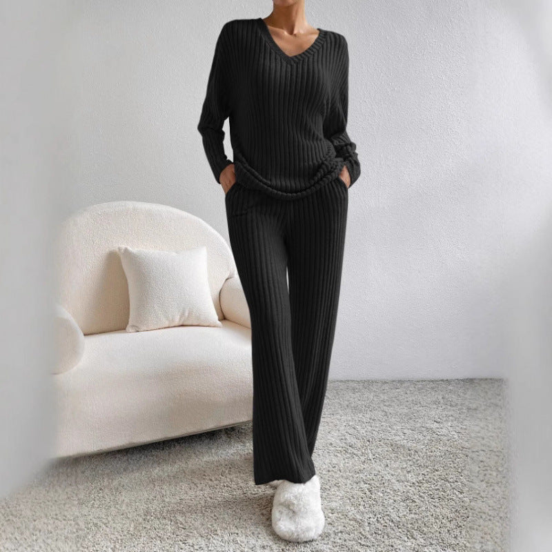 Trousers Suit "Knitted Comfort" con Texture Embossed e Silhouette Long-Sleeve