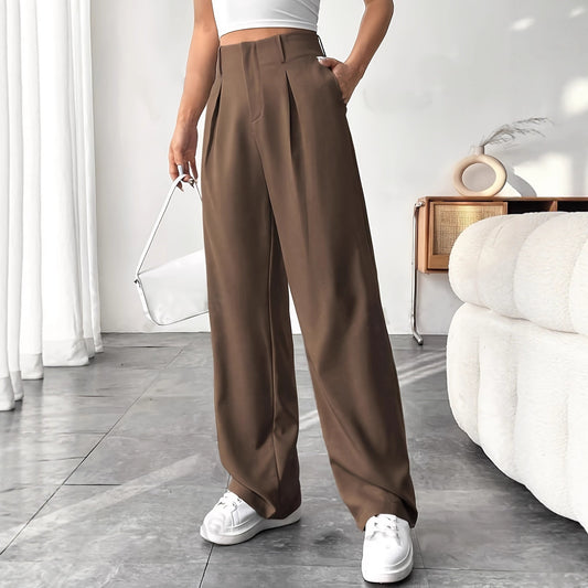 Pantaloni "Straight-Leg" ad Alta Definizione con Vita Alta e Texture Wrinkled