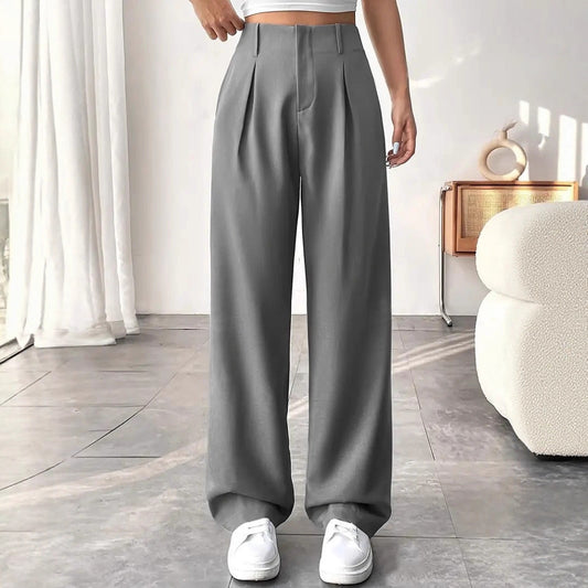 Pantaloni "Straight-Leg" ad Alta Definizione con Vita Alta e Texture Wrinkled