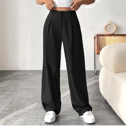 Pantaloni "Straight-Leg" ad Alta Definizione con Vita Alta e Texture Wrinkled