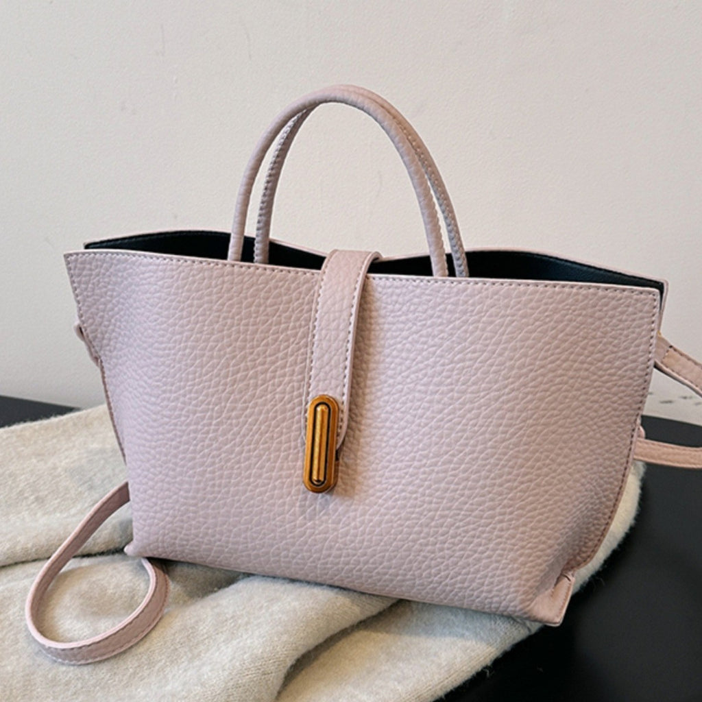 Mini Bucket Bag "Urban Simplicity" con Chiusura a Scatto e Finiture in PU