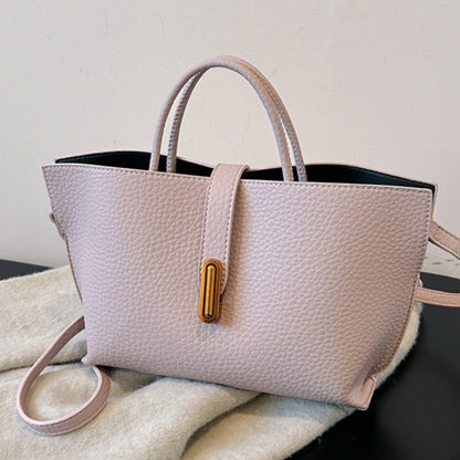 Mini Bucket Bag "Urban Simplicity" con Chiusura a Scatto e Finiture in PU