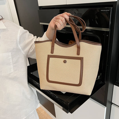 Tote Bag in Canvas "Cross-Border" con Doppia Tracolla e Scomparto Interno con Mezzanine