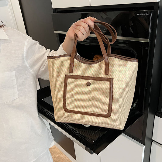 Tote Bag in Canvas "Cross-Border" con Doppia Tracolla e Scomparto Interno con Mezzanine
