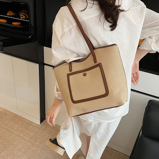 Tote Bag in Canvas "Cross-Border" con Doppia Tracolla e Scomparto Interno con Mezzanine