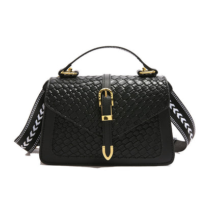 Shoulder Bag "Street Trend" Horizontal Square con Chiusura a Patta e Dettagli Splicing