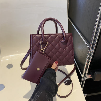Borsa "Urban Minimalism" Small Square in Mix PU-Denim con Doppia Tracolla